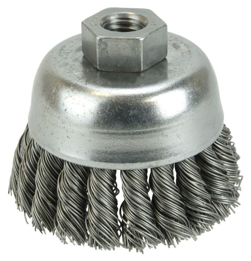 BRUSH CUP KNOTTED WIRE 2-3/4 X .020 X 1/2-13 - Steel